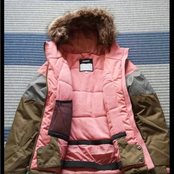 Stylish Pink and Brown Hooded Jacket - Picture 2 of 3